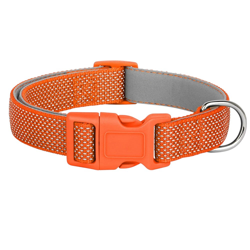 Collar Reflectante Naranja de Nylon para Perros – Máxima Seguridad