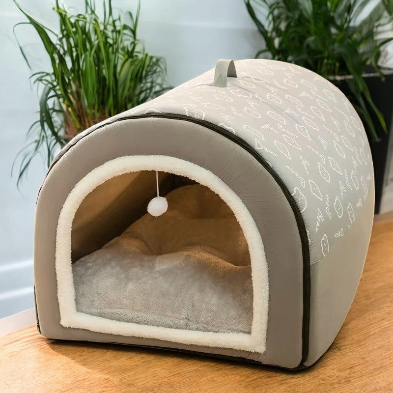 Cama Nido Cálida para Perros y Gatos Beige