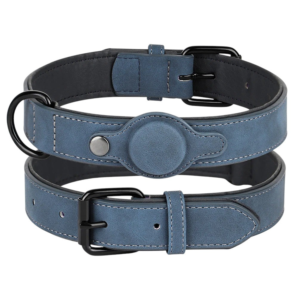 Collar de Cuero con GPS Antipérdida para Perros – Seguridad y Estilo