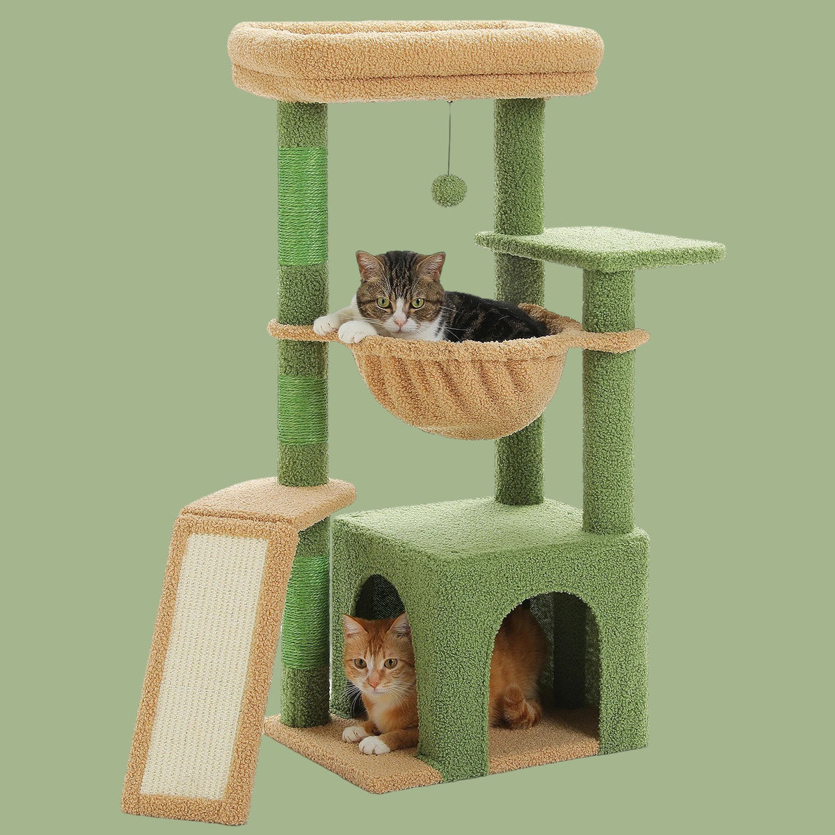 Árbol para Gatos Compacto y Divertido Verde