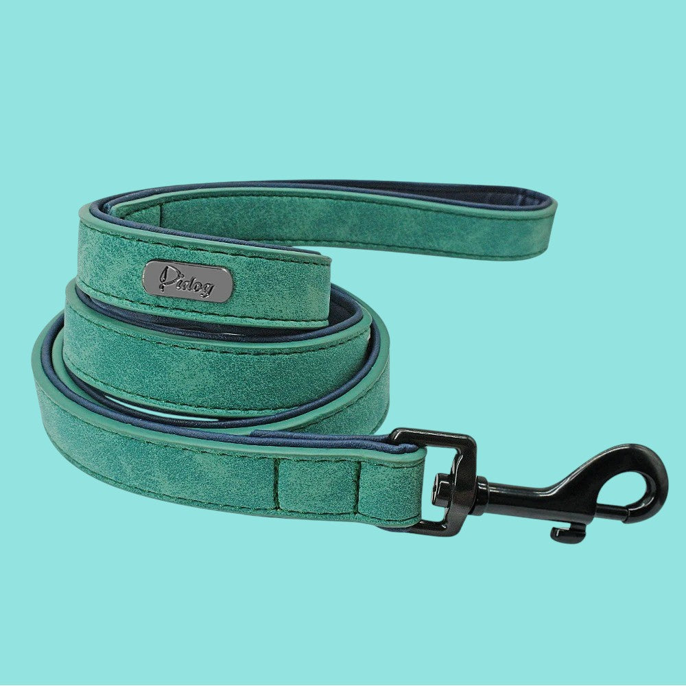 Correa de Cuero Premium Verde para Perros Pequeños y Medianos