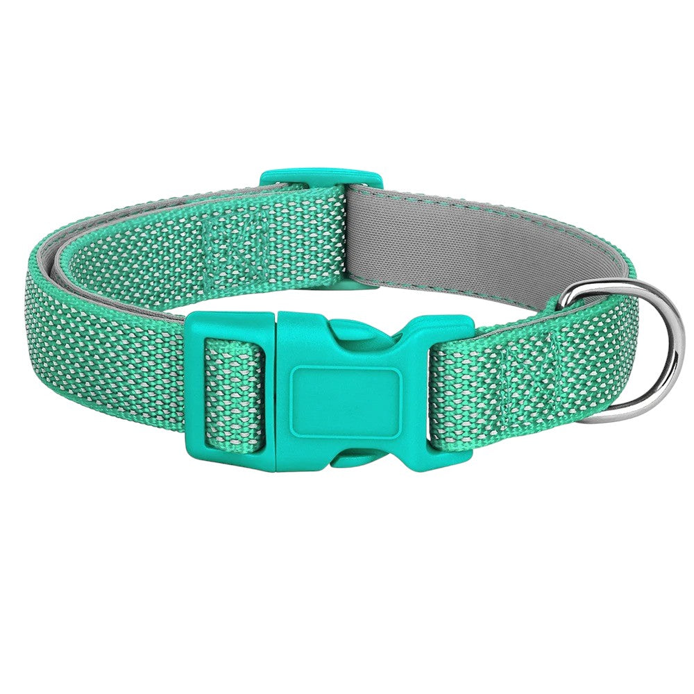 Collar Reflectante Verde de Nylon – Seguridad y Estilo para tu Perro