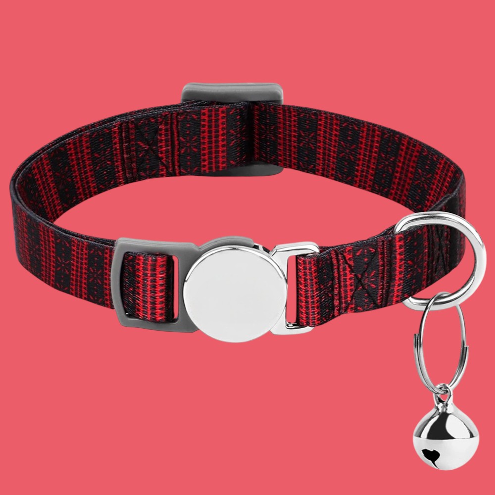 Collar para Perros y Gatos con Cascabel de Rayas Rojo